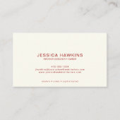 Elegant Eenvoudig Script Monogram Crimson Red Visitekaartje (Voorkant)