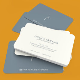 Elegant Eenvoudig Script Monogram Dusty Blue Visitekaartje