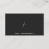 Elegant Eenvoudig Script Monogram Zwart Noir Visitekaartje (Achterkant)