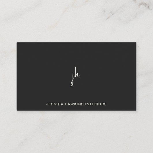 Elegant Eenvoudig Script Monogram Zwart Noir Visitekaartje (Achterkant)