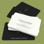 Elegant Eenvoudig Script Monogram Zwart Noir Visitekaartje