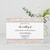 Elegant  eenvoudig script Paarse stijlvolle bruilo Kaart (Staand voorkant)