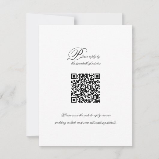 Elegant Eenvoudig Script QR Code Bruiloft RSVP Kaa (Voorkant)