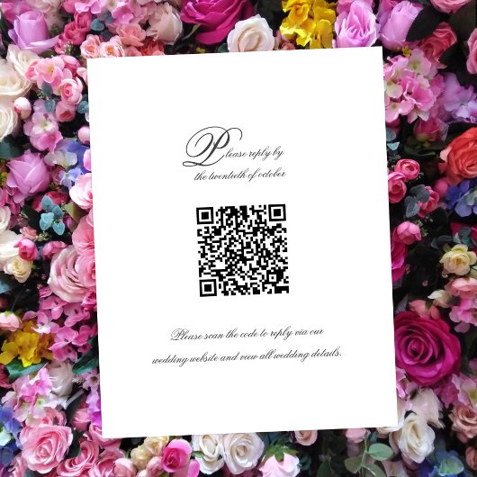 Elegant Eenvoudig Script QR Code Bruiloft RSVP Kaa