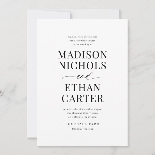 Elegant eenvoudig script QR-code Fotobruiloft Kaart (Voorkant)