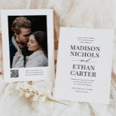 Elegant eenvoudig script QR-code Fotobruiloft Kaart