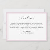 Elegant eenvoudig script roze begrafenis dank u ka kaart (Voorkant)