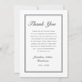 Elegant eenvoudig script sympathie begrafenis bedankkaart (Voorkant)