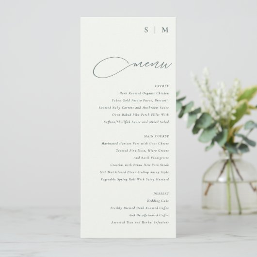 Elegant Eenvoudig Script Zwart Wit Menu Kaart (Staand voorkant)