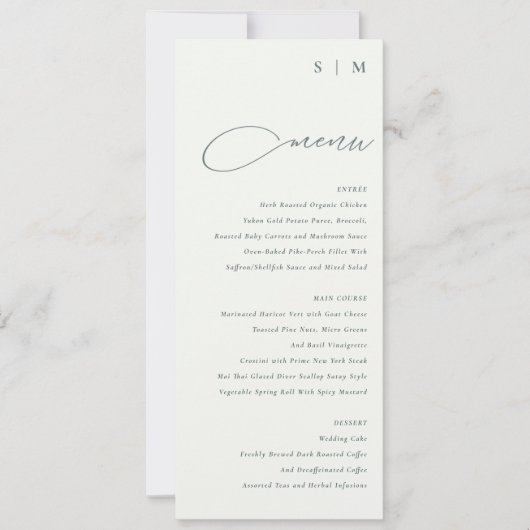 Elegant Eenvoudig Script Zwart Wit Menu Kaart (Voorkant)