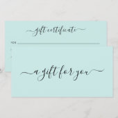 Elegant Eenvoudig Spa Teal Turquoise Cadeaubon (Voorkant / Achterkant)