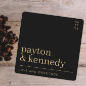 Elegant Eenvoudig Stijlvol Zwart en Goud Chique Vi Bedankkaart