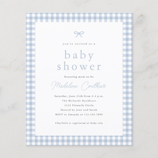 Elegant Eenvoudig Stoffig Blauw Jongens Baby showe (Voorkant)