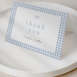 Elegant Eenvoudig Stoffig Blauw Jongens Baby showe Bedankkaart