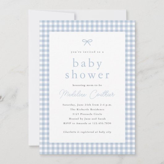 Elegant Eenvoudig Stoffig Blauw Jongens Baby showe Kaart (Voorkant)