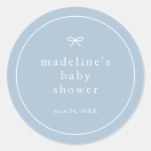 Elegant Eenvoudig Stoffig Blauw Jongens Baby showe Ronde Sticker (Voorkant)