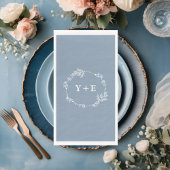 Elegant Eenvoudig Stoffig Blauw Monogrammed Huweli Servet