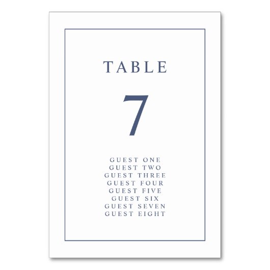 Elegant Eenvoudig Trouwtafel Nummer Kaart (Voorkant)