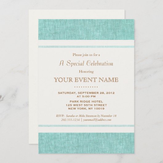 Elegant eenvoudig turquoiseblauw, stijlvol kaart (Voorkant / Achterkant)