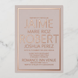 ELEGANT & EENVOUDIG Typografie Gedempt Tan Wedding Folie Uitnodiging
