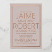 ELEGANT & EENVOUDIG Typografie Gedempt Tan Wedding Folie Uitnodiging (Voorkant)