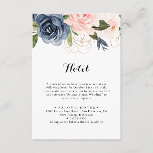 Elegant Eenvoudig Uniek Winter Bloemen Hotel Informatiekaartje (Voorkant)