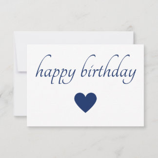 Elegant Eenvoudig Verjaardag Blauw & Wit Notitiekaartje