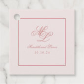 Elegant Eenvoudig Vierkant Roze Monogram Label (Voorkant)