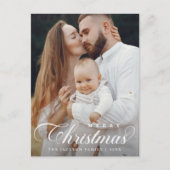 Elegant eenvoudig vrolijk kerstfotoscript briefkaart (Voorkant)
