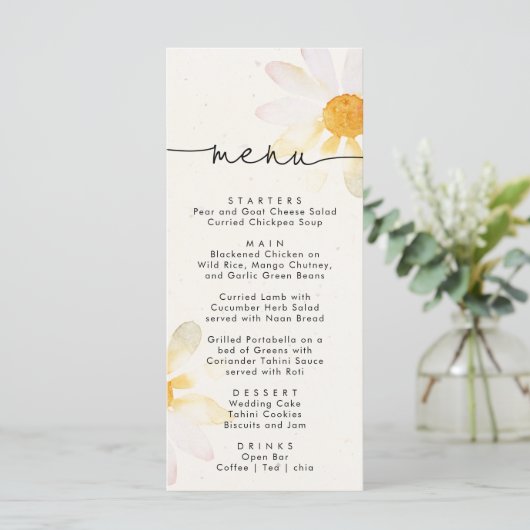 Elegant eenvoudig waterverf trouwmenu menu (Staand voorkant)