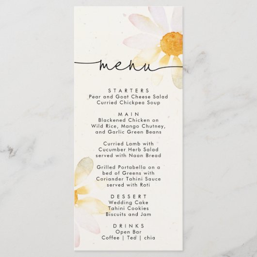 Elegant eenvoudig waterverf trouwmenu menu (Voorkant)