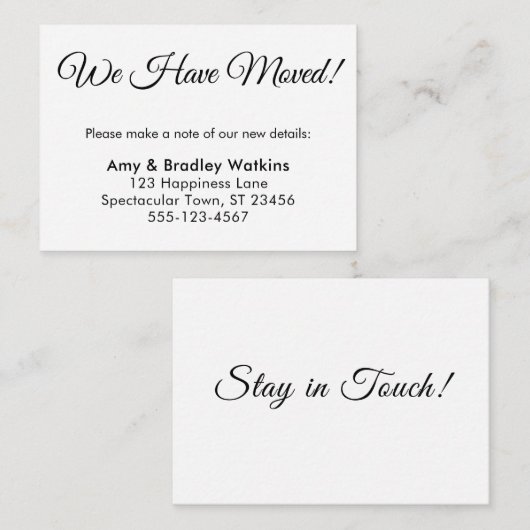 Elegant, eenvoudig We hebben adreswijziging gemaak Informatiekaartje (Voorkant / Achterkant)