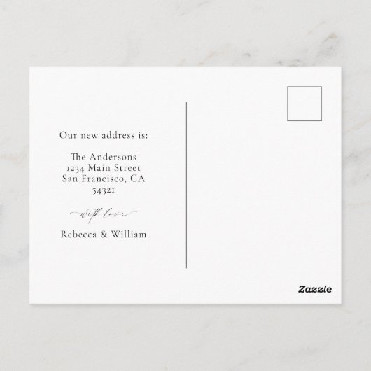 Elegant eenvoudig We hebben verplaatst handgeschre Briefkaart (Achterkant)