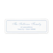 Elegant eenvoudig wit blauw retouradres label (Voorkant)