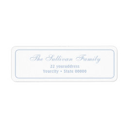 Elegant eenvoudig wit blauw retouradres label