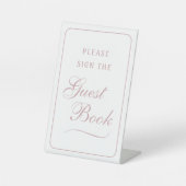 Elegant eenvoudig wit blush gastenboek reclamebord met voetstuk (Voorkant)