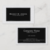 Elegant eenvoudig wit damast en zwart Lijst Visitekaartje (Voorkant / Achterkant)