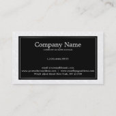 Elegant eenvoudig wit damast en zwart Lijst Visitekaartje (Achterkant)