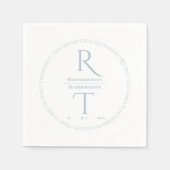 Elegant Eenvoudig Wit Grijs Monogram Huwelijk Servet (Voorkant)