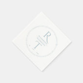 Elegant Eenvoudig Wit Grijs Monogram Huwelijk Servet (Hoek)