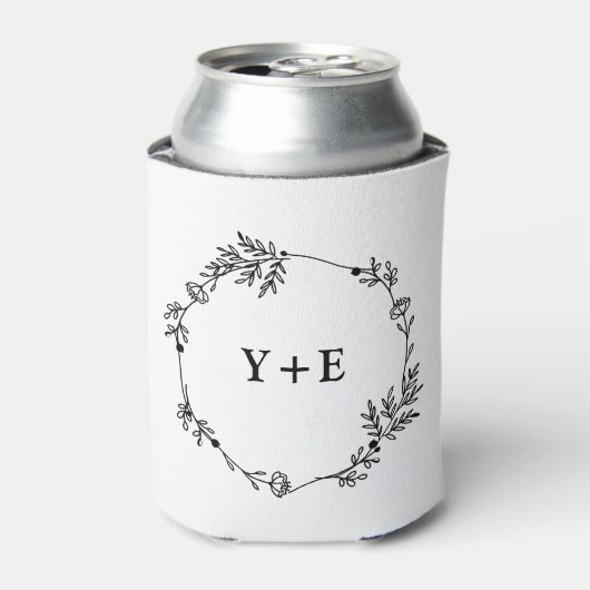 Elegant Eenvoudig Wit Monogrammed Bruiloft Blikjeskoeler (Blikje Voorkant)