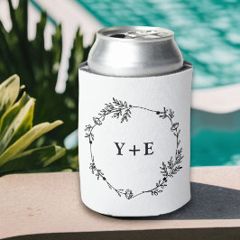 Elegant Eenvoudig Wit Monogrammed Bruiloft Blikjeskoeler