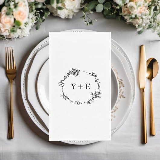 Elegant Eenvoudig Wit Monogrammed Bruiloft Servet