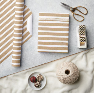 Elegant Eenvoudig Wit Op Nep Rustiek Bruin Kraft Cadeaupapier