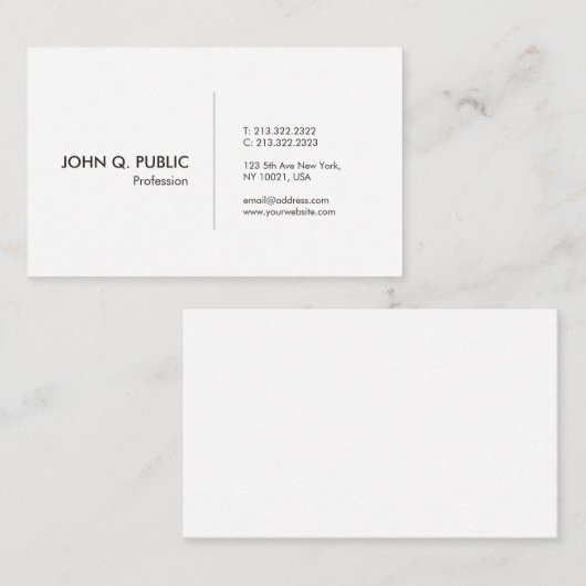 Elegant eenvoudig wit vlak modern visitekaartje (Voorkant / Achterkant)
