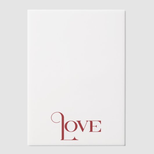 Elegant eenvoudig woord liefde vellum uitnodigingen (Voorkant)