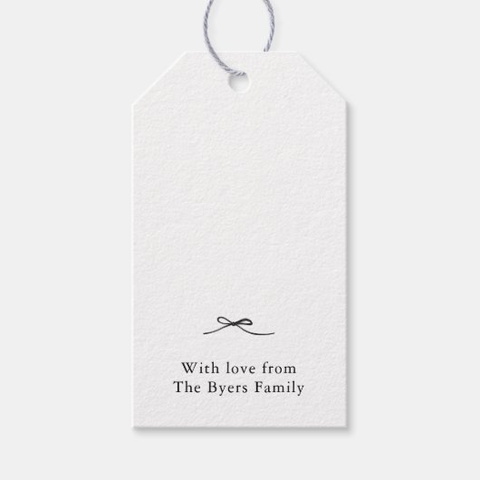 Elegant  Eenvoudig Zwart Boog Monogram Cadeaulabel (Voorkant)