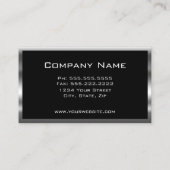 Elegant  Eenvoudig Zwart en Chroom Monogram Visitekaartje (Achterkant)