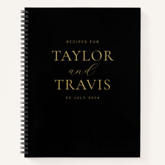 Elegant Eenvoudig Zwart en Goud Pas getrouwd Recep Notitieboek