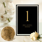 Elegant, eenvoudig zwart en gouden tabelnummer